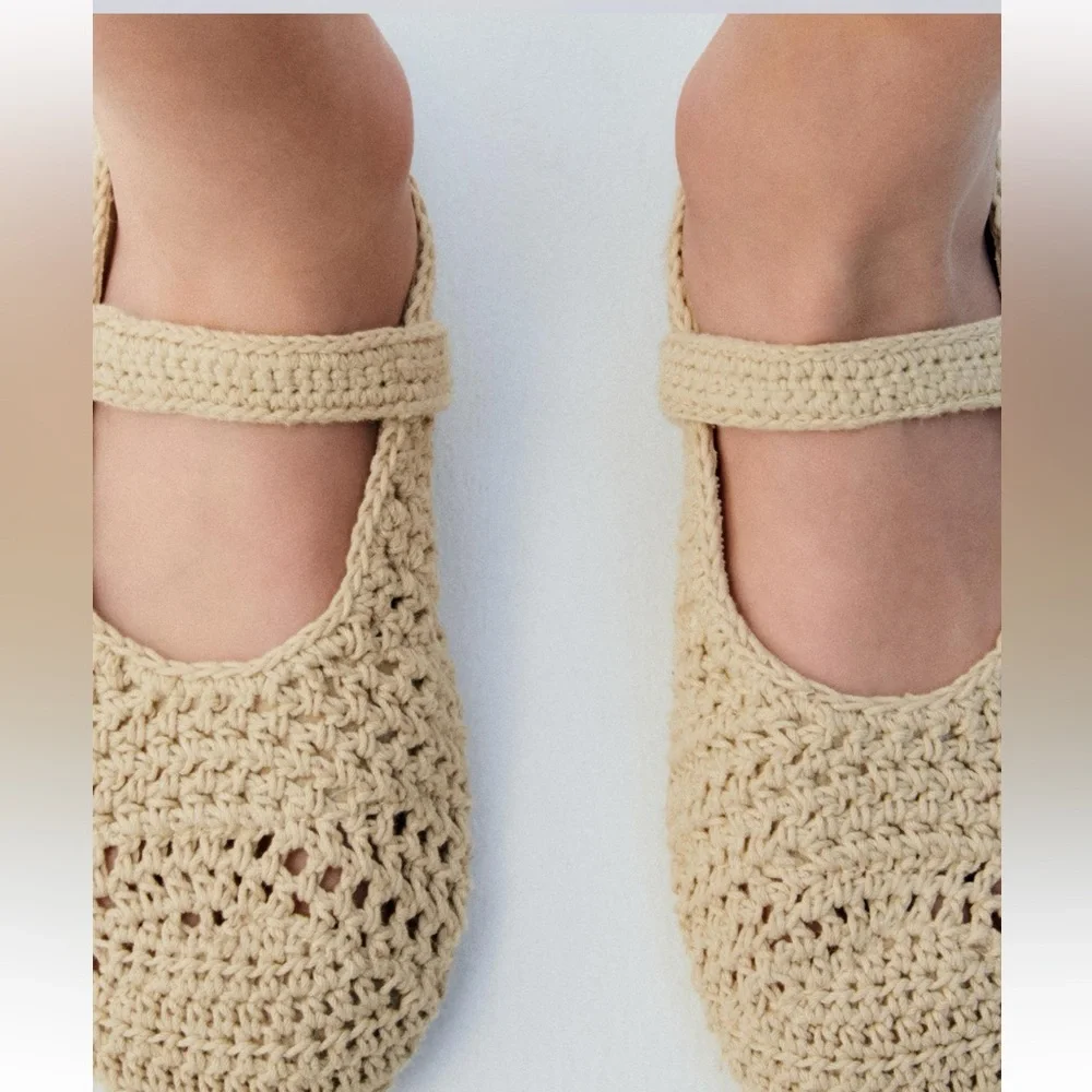 Zara kids crochet ballet flats off white NWT - Picture 5 of 5
